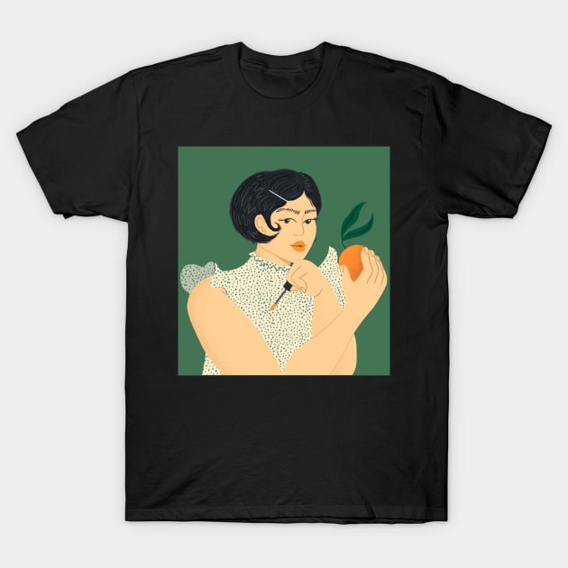 Orange Lipstick T-Shirt by haleyum